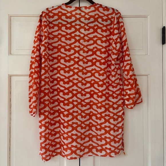 Roberta Roller Rabbit Orange White Printed Cotton Tunic Top Women's Size Medium - Picture 8 of 12